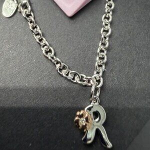 Sterling Silver Diamond Two-Tone Bracelet Rhodium Plated - 6 inch